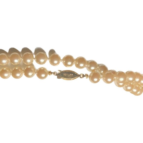 Vintage Single Strand 30” Faux Pearl Necklace German Silver Clasp - Picture 3 of 4